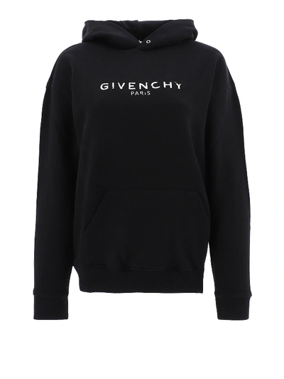 Shop Givenchy Cracked Logo Hoodie In Black