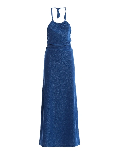 Shop Mc2 Saint Barth Justine Blue Lurex Dress In Dark Blue