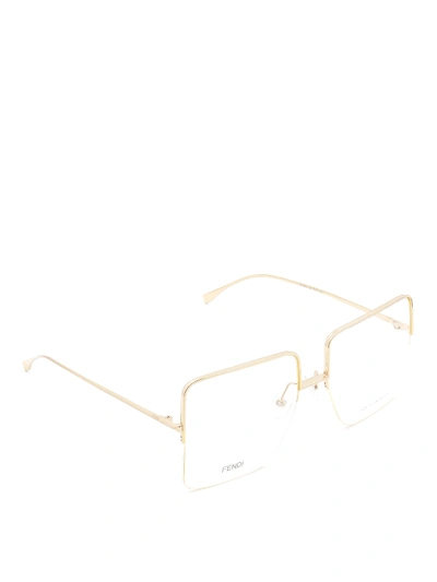 Shop Fendi Metal Squared Eyeglasses In Gold