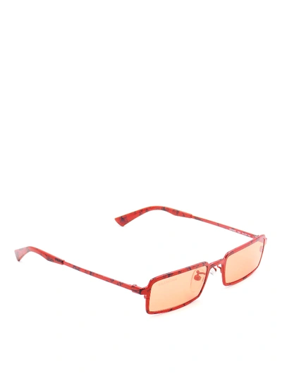 Shop Balenciaga Paris Patterned Rectangular Sunglasses In Red
