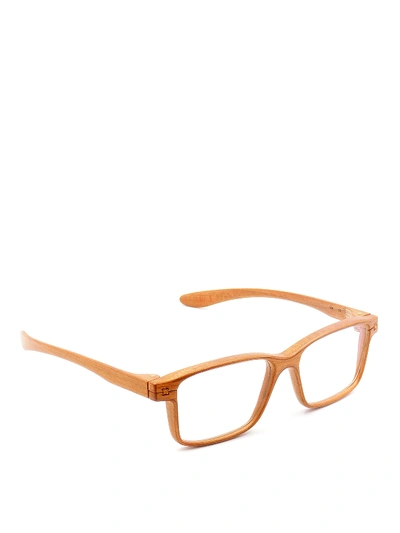 Shop Herrlicht Wood Rectangular Optical Glasses In Light Brown