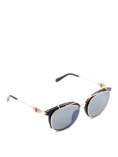 Shop Chopard Clip-on Detailed Embellished Glasses In Black
