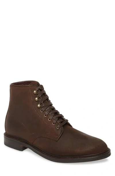 Shop Allen Edmonds Higgins Mill Plain Toe Boot In Brown Waxed Suede