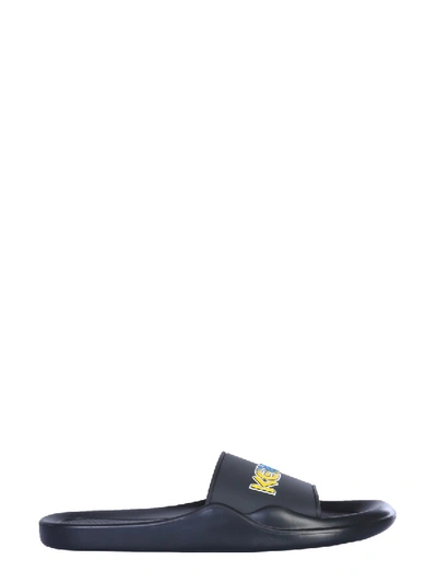 Shop Kenzo Logo Slide Sandals In Black
