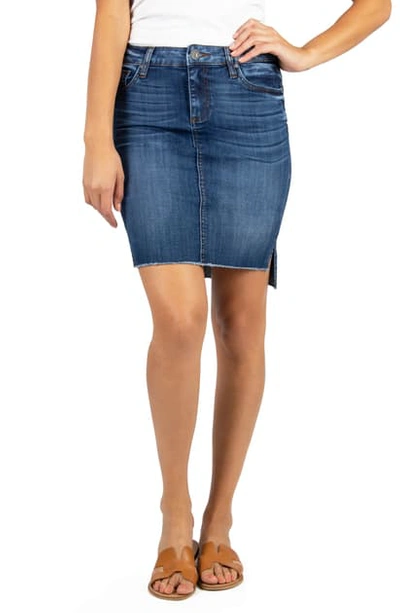 Shop Kut From The Kloth Connie Fray Step Hem Denim Skirt In Affectionate