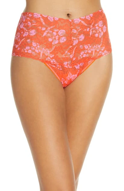 Shop Hanky Panky X Cynthia Rowley Orange Crush Retro Rise Thong In Red Pink