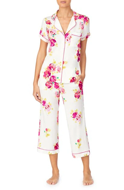 Shop Kate Spade Crop Pajamas In Rare Roses