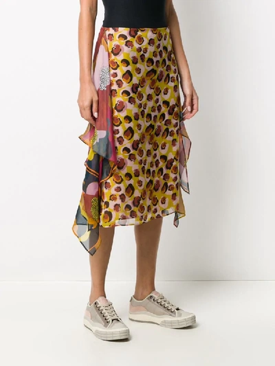 Shop Luisa Cerano Frill Detail Printed Skirt In Yellow