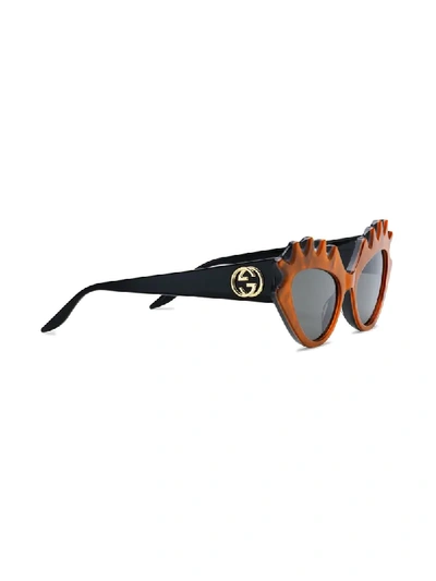 Shop Gucci Two-tone Interlocking G Cat-eye Sunglasses In Black