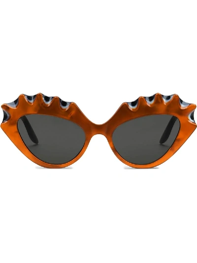 Shop Gucci Two-tone Interlocking G Cat-eye Sunglasses In Black