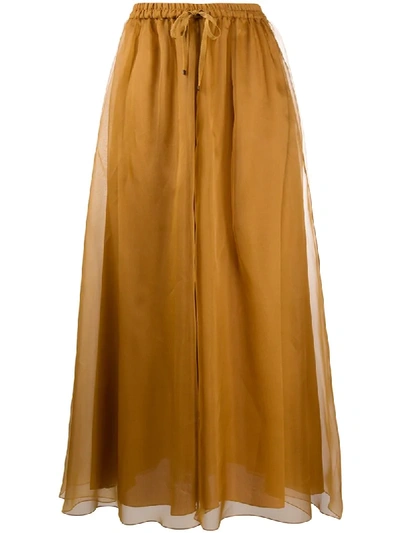 Shop Luisa Cerano Layered Tie Waist Skirt In Brown