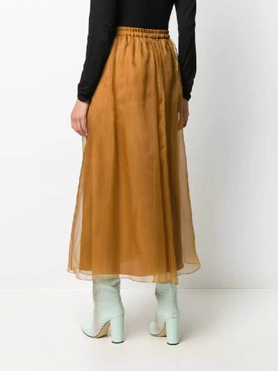 Shop Luisa Cerano Layered Tie Waist Skirt In Brown