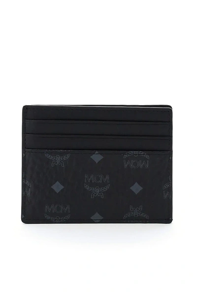 Shop Mcm Visetos Card Holder In Black,grey