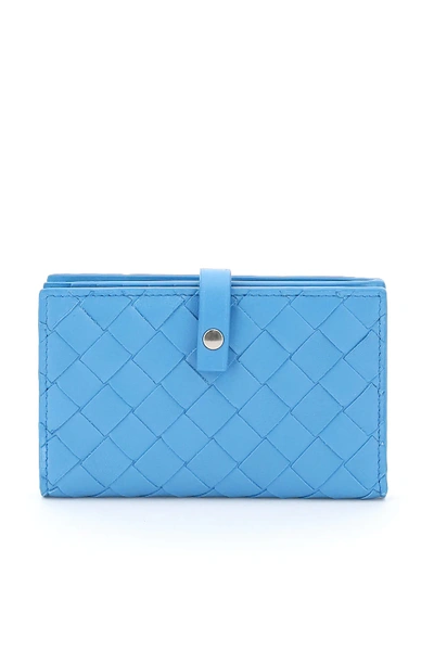 Shop Bottega Veneta Bi-fold Intrecciato 15 Wallet In Light Blue