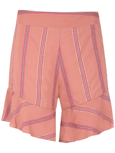 Shop Olympiah Drina Striped Shorts In Orange