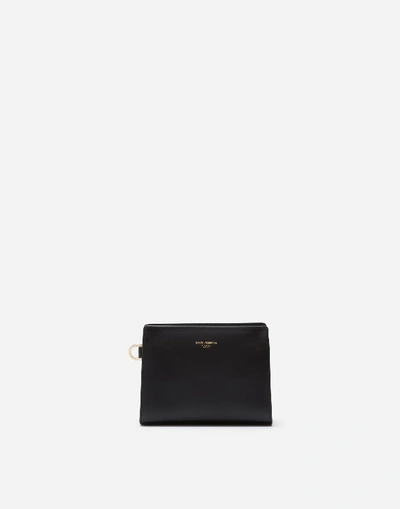 Shop Dolce & Gabbana Small Monreale Clutch In Calfskin With Logo In Black