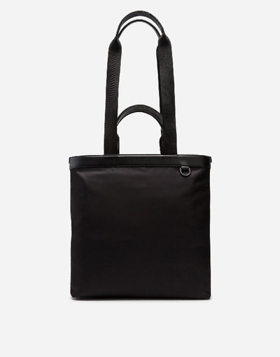 Shop Dolce & Gabbana Shopper In Nylon With Rubber Logo In Black