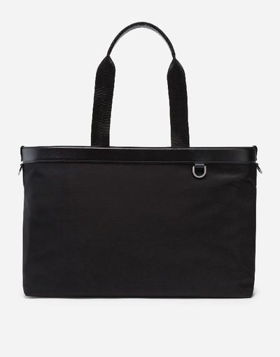 Shop Dolce & Gabbana Shopping Bag In Nylon With Rubberized Logo