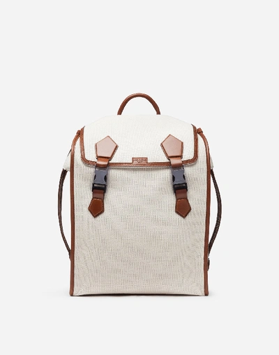 Shop Dolce & Gabbana Edge Backpack In Canvas And Cowhide