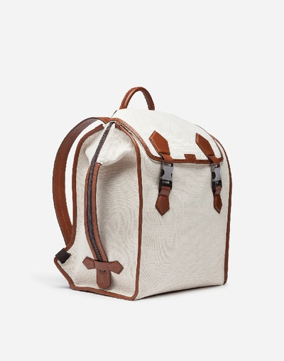 Shop Dolce & Gabbana Edge Backpack In Canvas And Cowhide