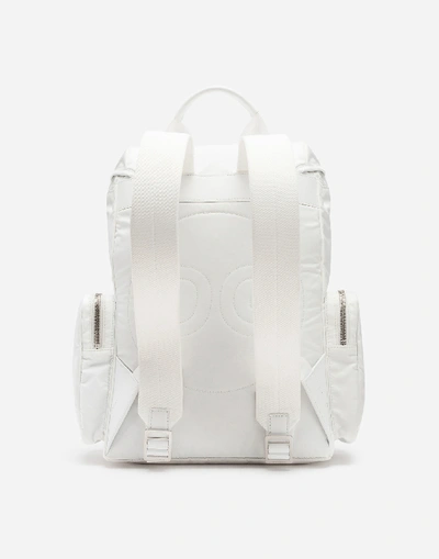 Shop Dolce & Gabbana Dna Sicilia Nylon Backpack With Rubberized Logo In White