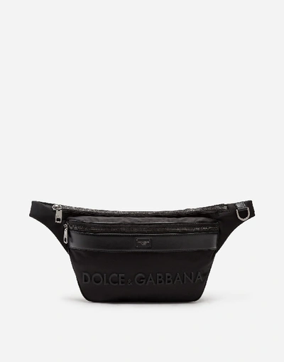 Shop Dolce & Gabbana Sicilia Dna Nylon Belt Bag With Rubberized Logo