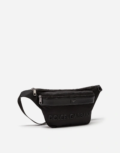 Shop Dolce & Gabbana Sicilia Dna Nylon Belt Bag With Rubberized Logo