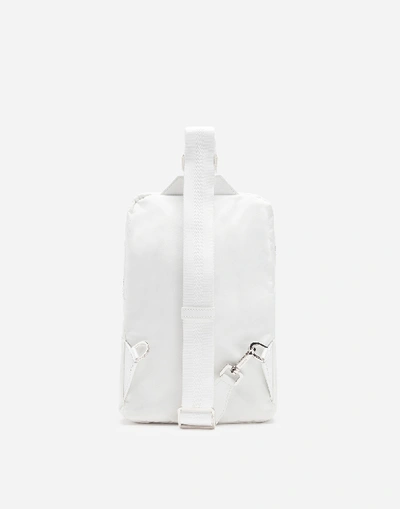 Shop Dolce & Gabbana Dna Sicilia Nylon Backpack With Rubberized Logo In White