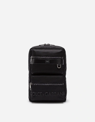 Shop Dolce & Gabbana Sicilia Dna Nylon Backpack With Rubberized Logo