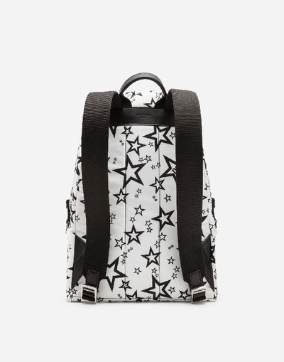 Shop Dolce & Gabbana Mixed Star Print Vulcano Backpack In Nylon In Cream