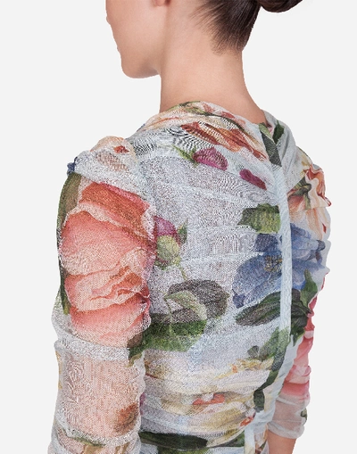 Shop Dolce & Gabbana Floral-print Tulle Midi Dress In Floral Print
