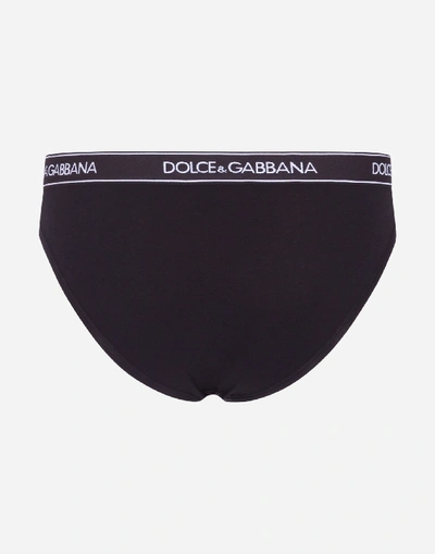 Shop Dolce & Gabbana Jersey Briefs With Logoed Strip