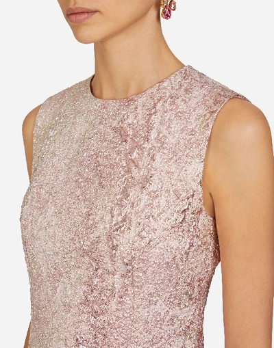 Shop Dolce & Gabbana Short Lurex Jacquard Dress In Pink