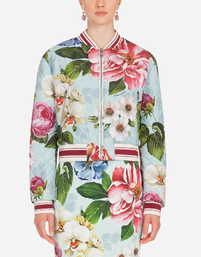 Shop Dolce & Gabbana Floral-print Nylon Bomber Jacket In Floral Print