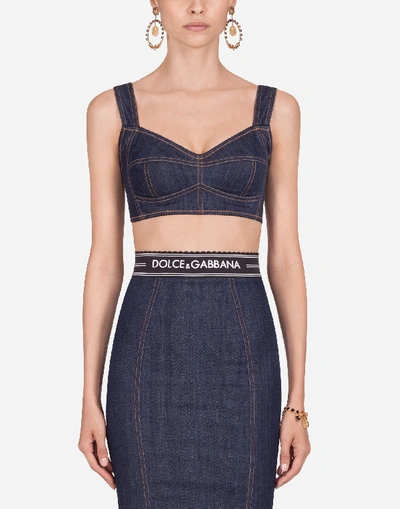 Shop Dolce & Gabbana Cropped Denim Corset