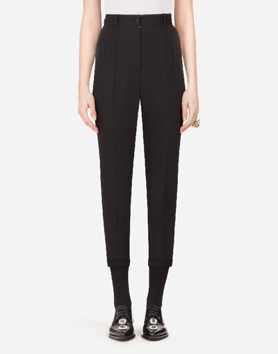 Shop Dolce & Gabbana High-waisted Wool Pants With Contrasting Band