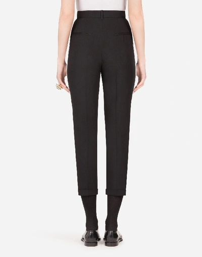 Shop Dolce & Gabbana High-waisted Wool Pants With Contrasting Band