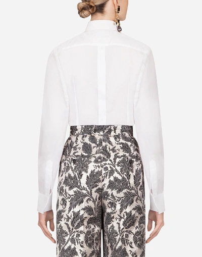 Shop Dolce & Gabbana Cotton Tuxedo Shirt With Plastron In White