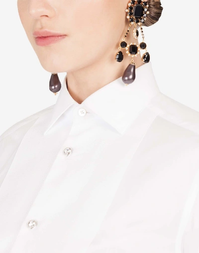Shop Dolce & Gabbana Cotton Tuxedo Shirt With Plastron In White