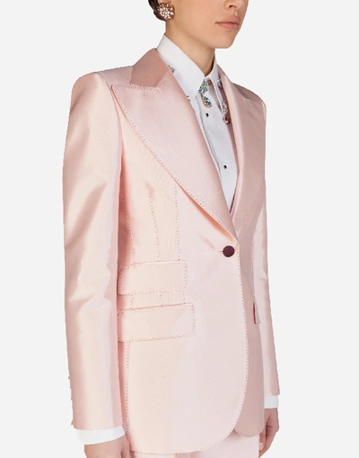 Shop Dolce & Gabbana Single-breasted Mikado Jacket In Pink