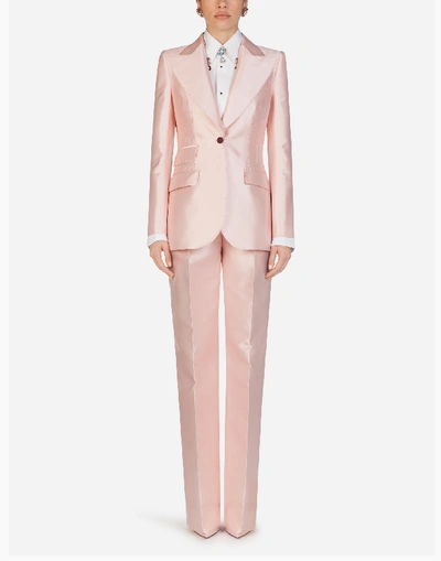 Shop Dolce & Gabbana Single-breasted Mikado Jacket In Pink