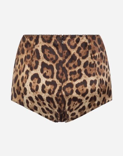 Shop Dolce & Gabbana Satin Culottes With Leopard Print In Animal Print