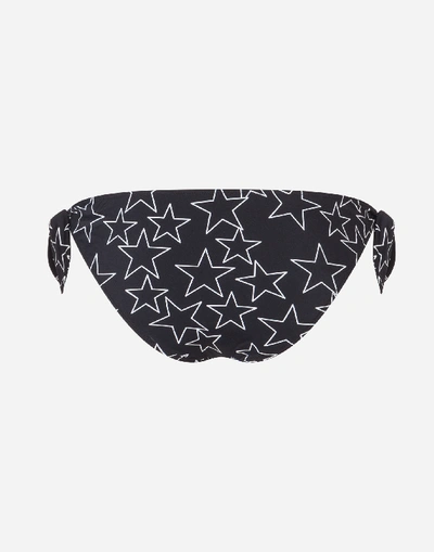 Shop Dolce & Gabbana Millennials Star Print Bikini Bottoms With Bows In Black