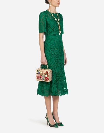 Shop Dolce & Gabbana Short-sleeved Lace Top In Green