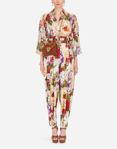 Shop Dolce & Gabbana Oversize Floral-print Crepe De Chine Shirt In Floral Print