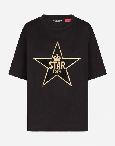 Shop Dolce & Gabbana Millennials Star Print Jersey T-shirt In Black