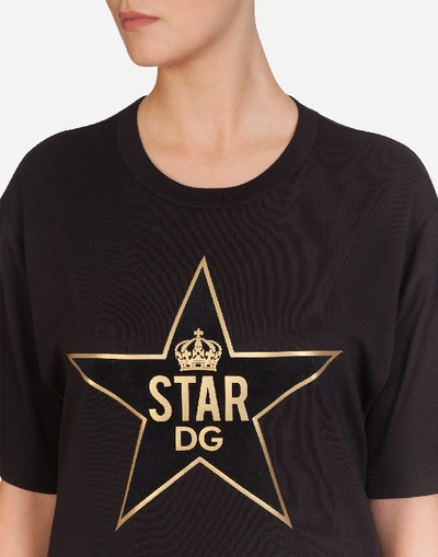 Shop Dolce & Gabbana Millennials Star Print Jersey T-shirt In Black