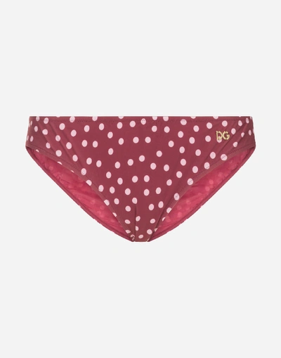 Shop Dolce & Gabbana Polka-dot Print Bikini Bottoms In Pink