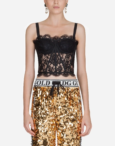 Shop Dolce & Gabbana Lace Bustier In Black