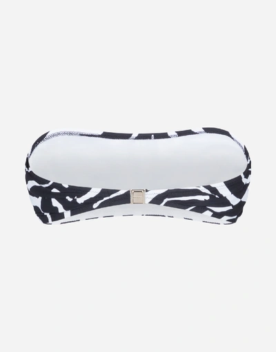 Shop Dolce & Gabbana Bandeau Bikini Top With Zebra Print In Animal Print